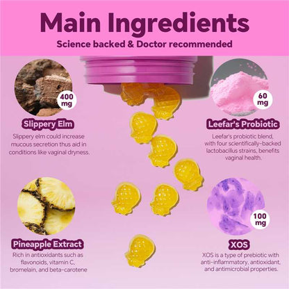 LeeFar Her Juicy Feminine Probiotics Gummies – pH Balance & Dryness Support – 60 Counts