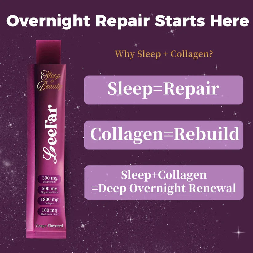 LeeFar Sleep & Beauty Collagen Jelly – 1800mg Bio-Peptides + Nighttime Blend – 15 Stick Packs