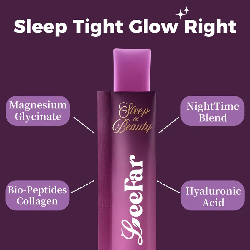 LeeFar Sleep & Beauty Collagen Jelly – 1800mg Bio-Peptides + Nighttime Blend – 15 Stick Packs