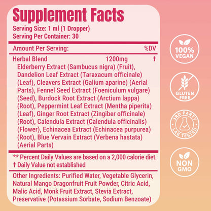 LeeFar Cutting Drops – Lymphatic-Focused Debloat Formula – Mango Dragonfruit – 30 Servings